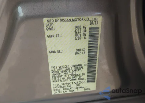 2014 Nissan Altima 2.5 S from USA, damaged, VIN 1N4AL3AP9EC158261